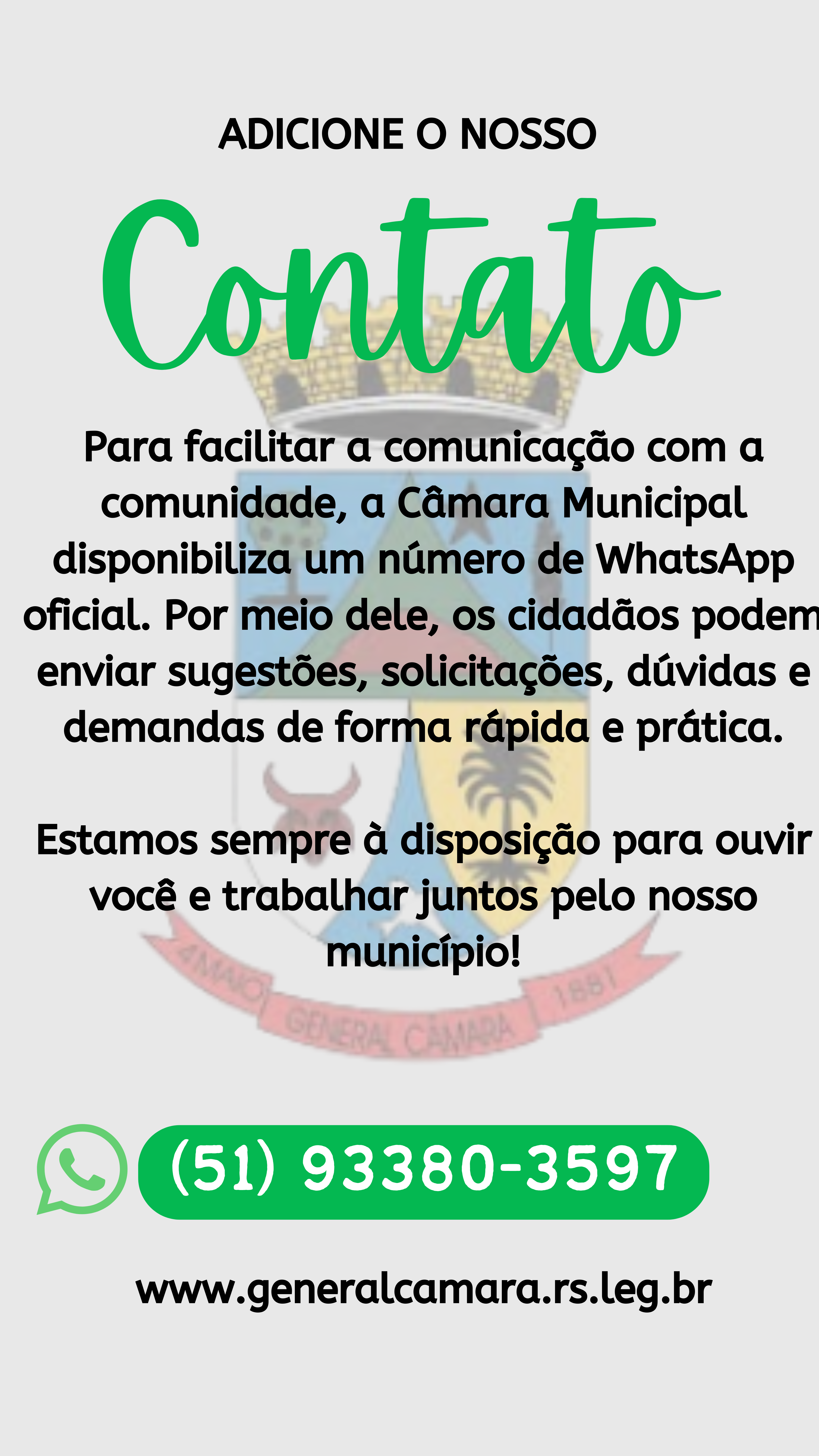 A Câmara Municipal agora tem WhatsApp!