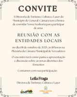 Convite enviado pela Secretaria de Turismo, Cultura e Lazer para debater a apresentação e a discussão sobre as novas diretrizes de fomento.