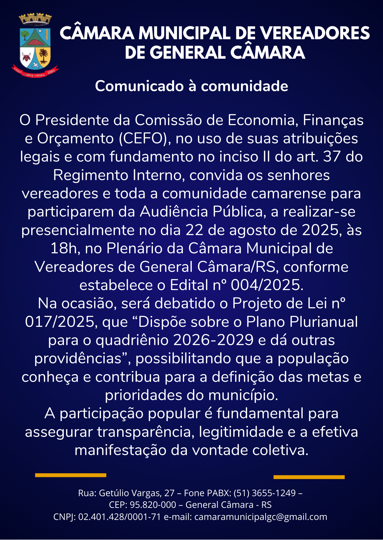 Comunicado à comunidade