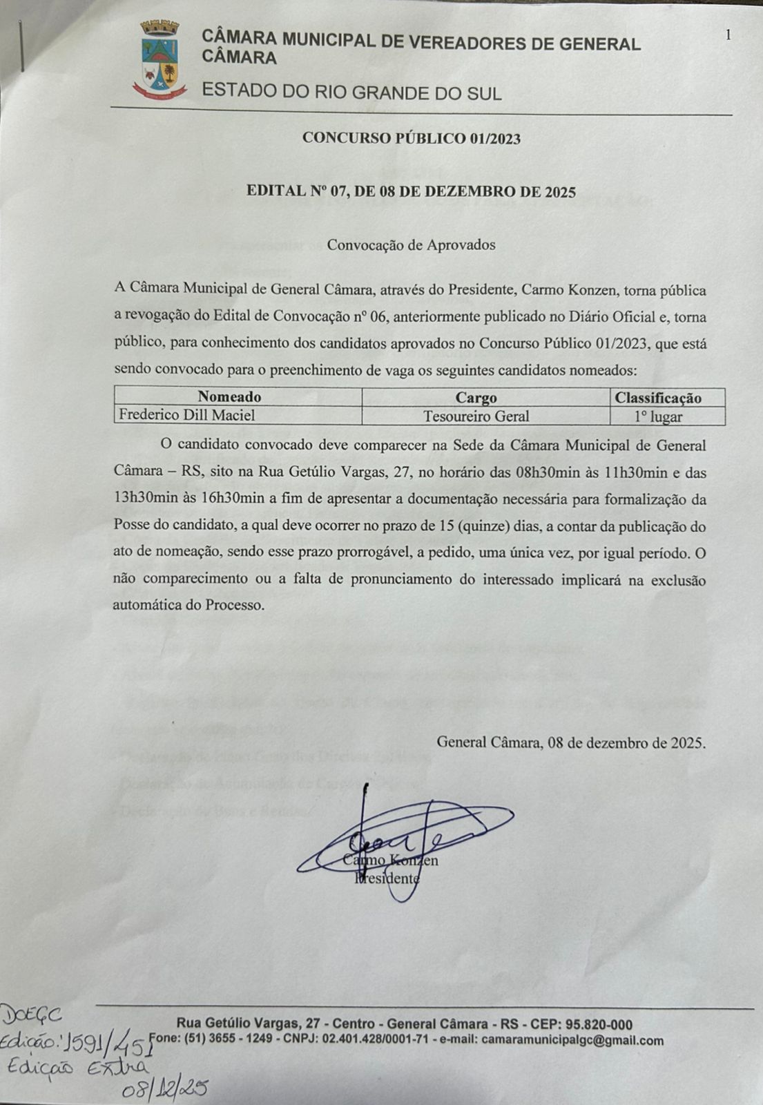 CONCURSO PÚBLICO Nº 01/2023