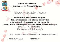 Convite para Sessão Solene dia 19/06/2025